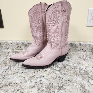 Abilene Women's Powder Pink Leather Vintage Cowboy Western Boots